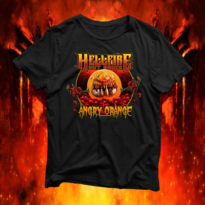 HELLFIRE HOT SAUCE ANGRY ORANGE T-Shirt - HELLFIRE HOT SAUCE ANGRY ORANGE T-Shirt - Hellfire Hot Sauce