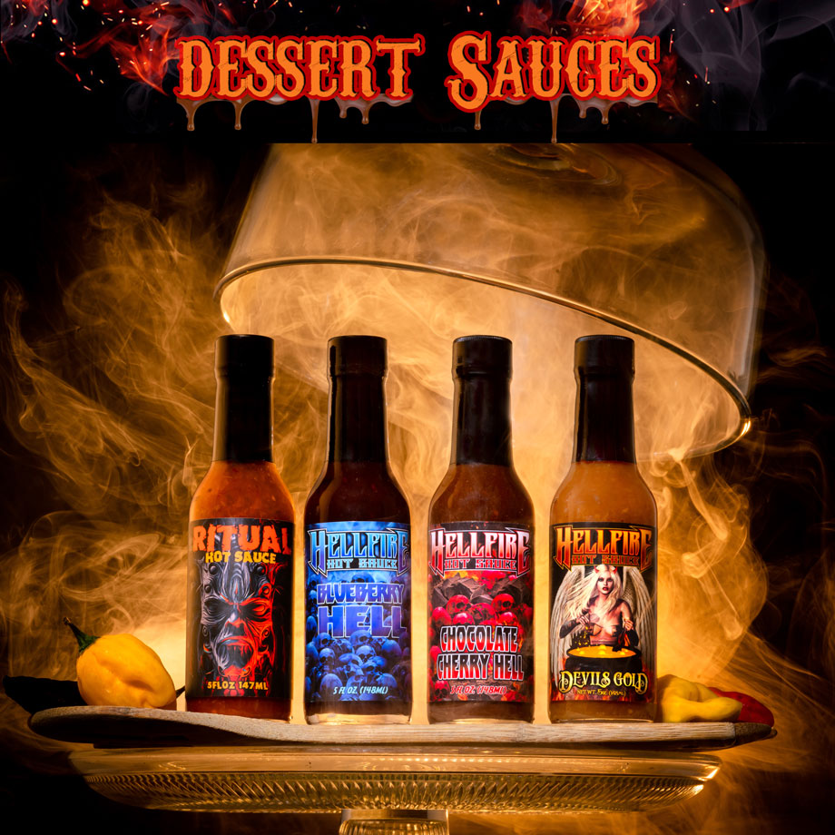 Dessert Sauces “Hot Sauce” Gift Pack - Dessert Sauces “Hot Sauce” Gift Pack - Hellfire Hot Sauce