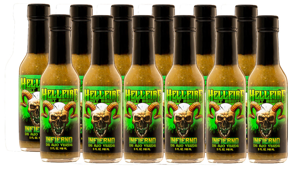 NEW! Infierno De Ajo Verde - The Ultimate Taco Sauce (12 Pack) - NEW! Infierno De Ajo Verde - The Ultimate Taco Sauce (12 Pack) - Hellfire Hot Sauce