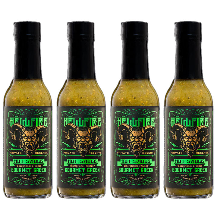 New Gourmet Green With Carolina Reaper! 4 Pack - New Gourmet Green With Carolina Reaper! 4 Pack - Hellfire Hot Sauce
