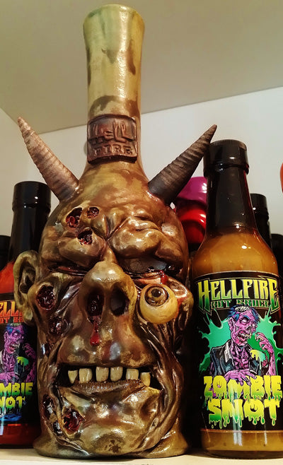 zombie head hot sauce bottle