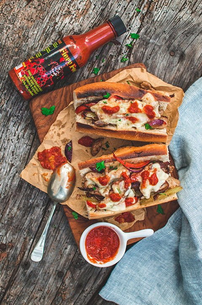 spicy hot sauce philly cheesesteak