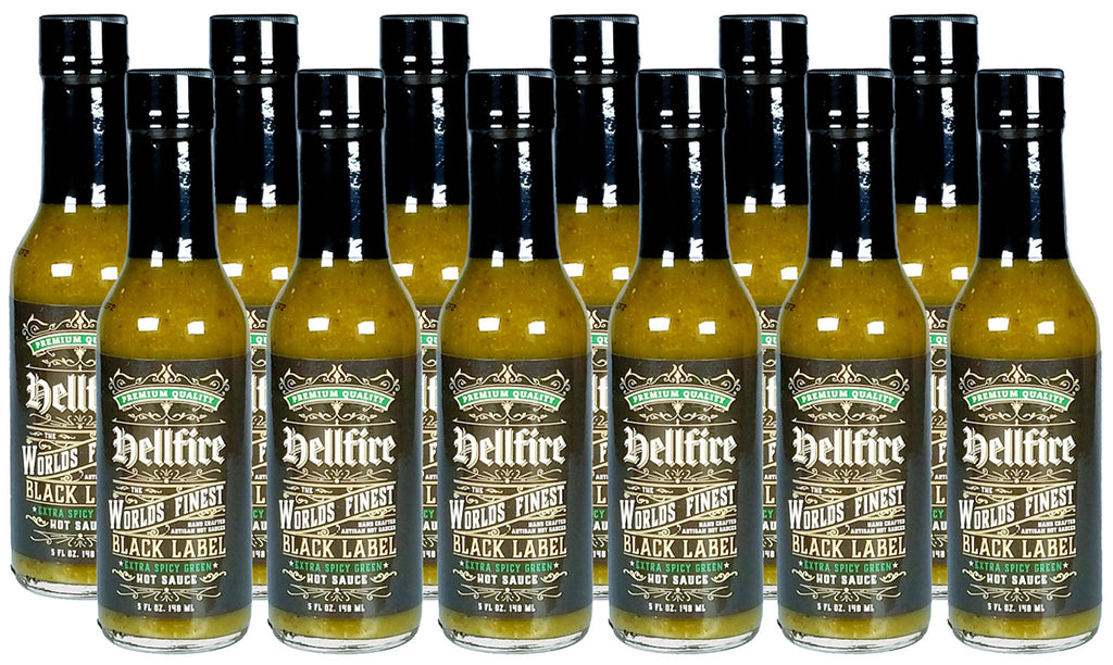 Hellfire Black Label Green Sauce 12 Pack Case - Hellfire Black Label Green Sauce 12 Pack Case - Hellfire Hot Sauce