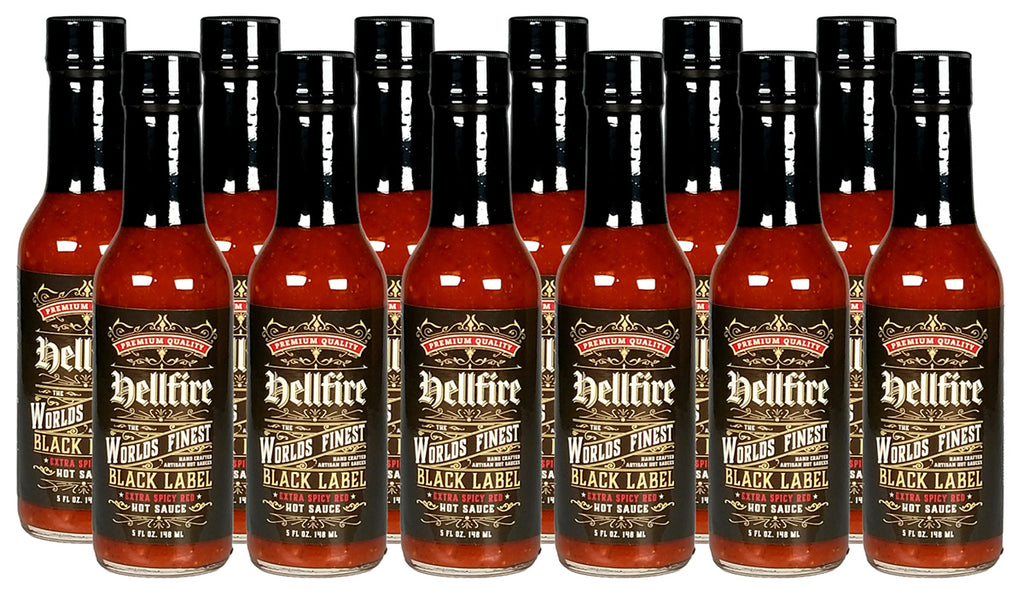 Hellfire Black Label Red Sauce 12 Pack Case - Hellfire Black Label Red Sauce 12 Pack Case - Hellfire Hot Sauce
