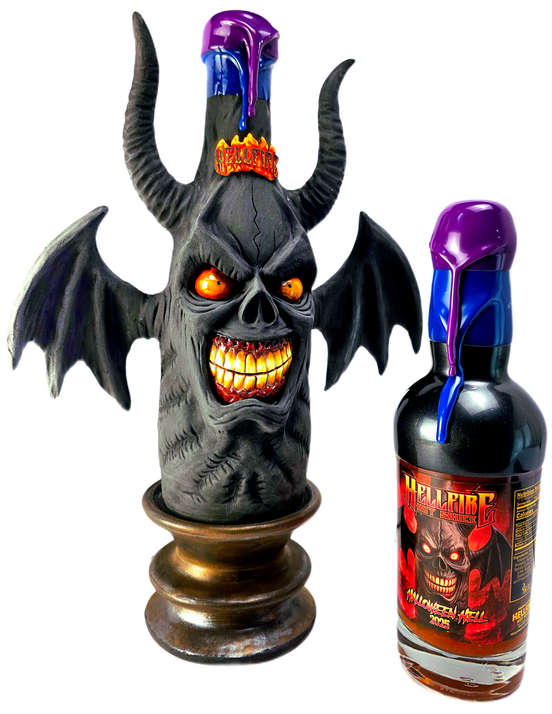 2025 Hellfire Halloween Hell Prestige "Bat" Art Bottle by Jon May Limited Edition 13 Worldwide!