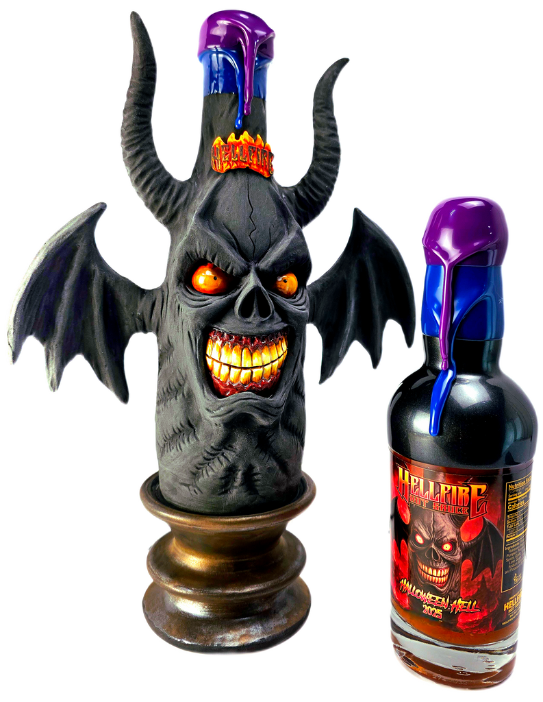 2025 Hellfire Halloween Hell Prestige "Bat" Art Bottle by Jon May Limited Edition 13 Worldwide!