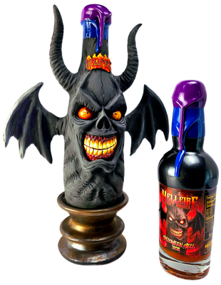 2025 Hellfire Halloween Hell Prestige "Bat" Art Bottle by Jon May Limited Edition 13 Worldwide!