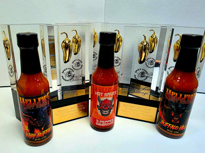 New! Hellfire Hot Sauce's 2025 Golden Chile Award Winners 3-Pack