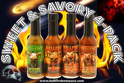 Hell of a Deal "Sweet & Savory"  4-pack Hellfire Hot Sauce