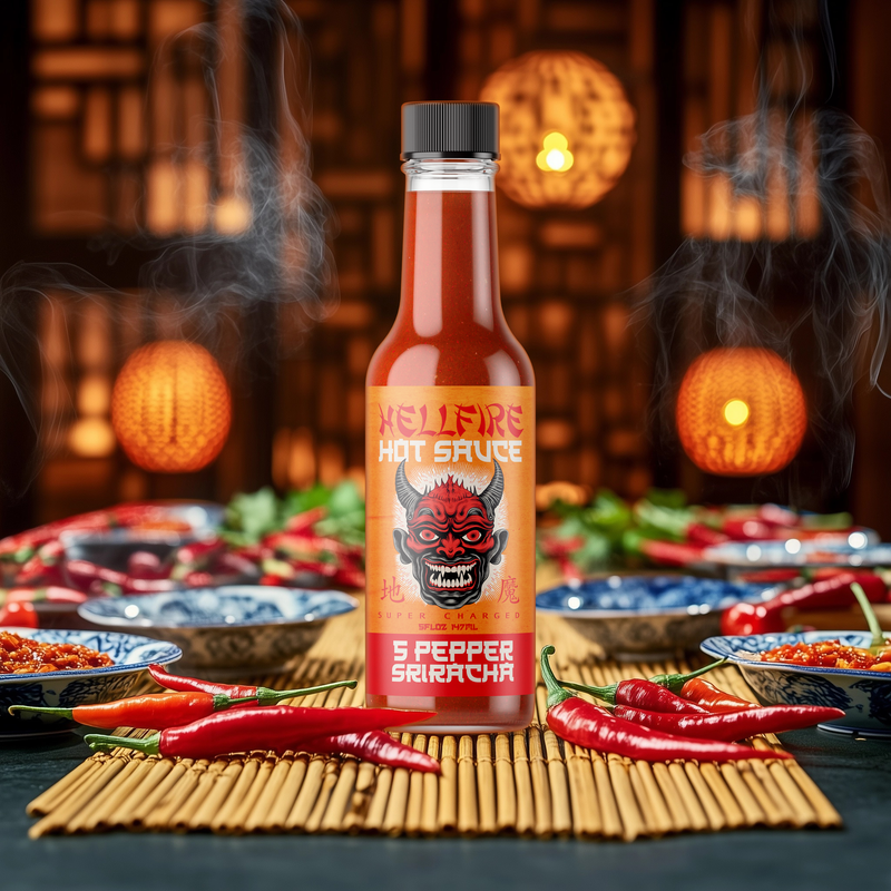NEW! Hellfire 5-Pepper Blend Sriracha Sauce 5oz bottle – Hellfire