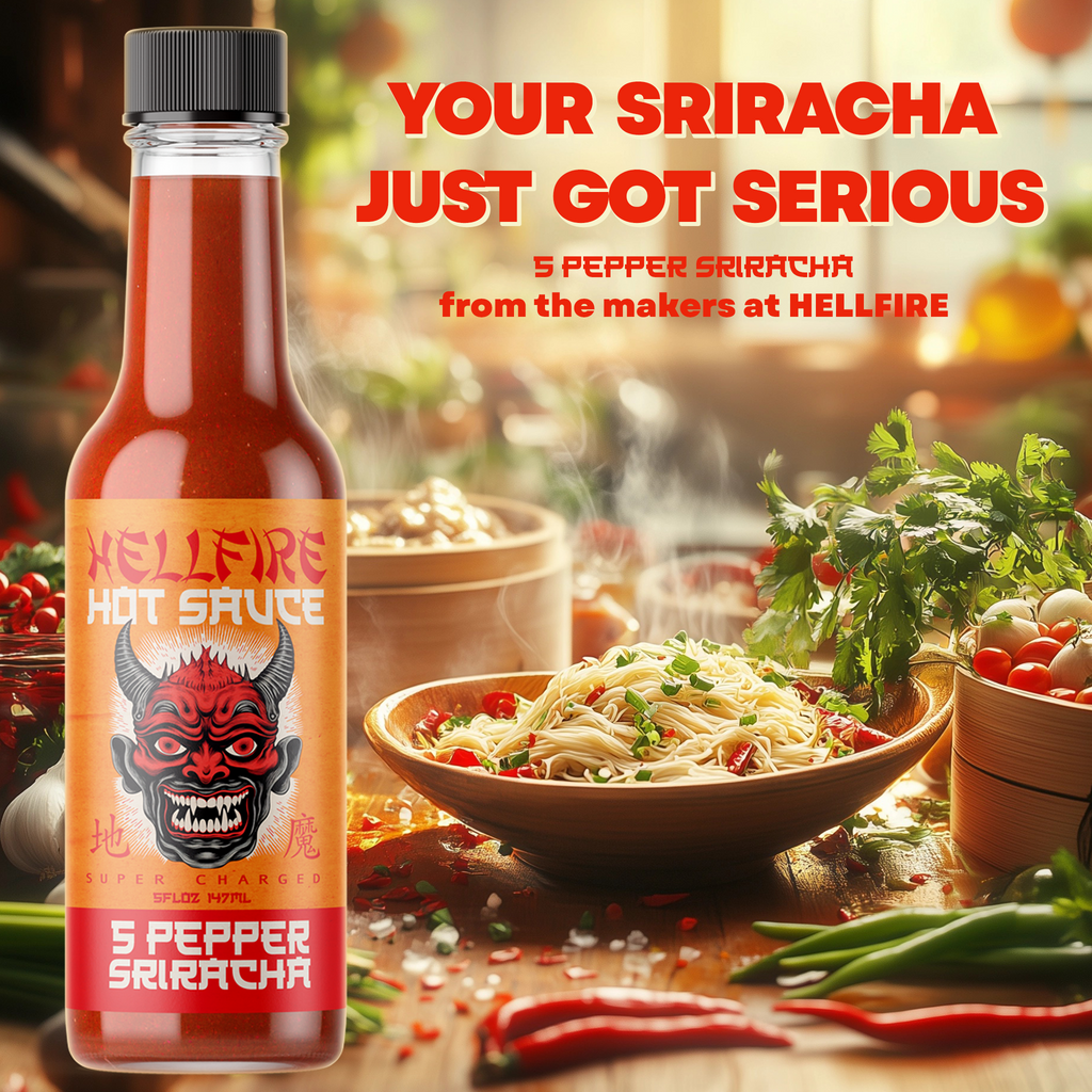 NEW! Hellfire 5-Pepper Blend Sriracha Sauce 5oz bottle – Hellfire