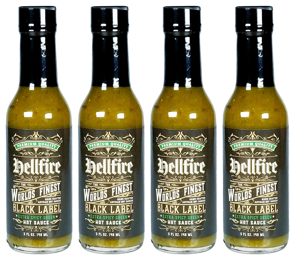 Hellfire Black Label Green Sauce - Save 10% on a 4-Pack - Hellfire Hot Sauce