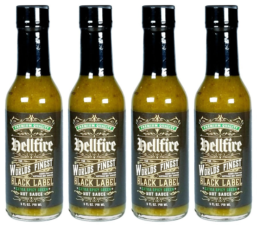 Hellfire Black Label Green Sauce 4 Pack - Hellfire Black Label Green Sauce 4 Pack - Hellfire Hot Sauce
