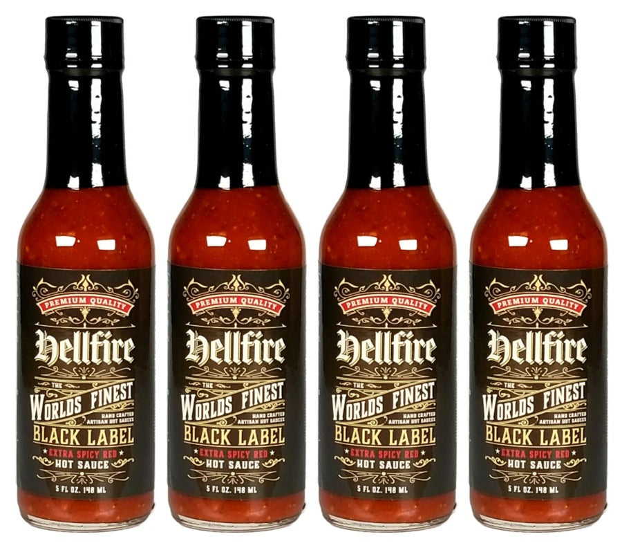 Hellfire Black Label Red Sauce 4 Pack - Hellfire Black Label Red Sauce 4 Pack - Hellfire Hot Sauce