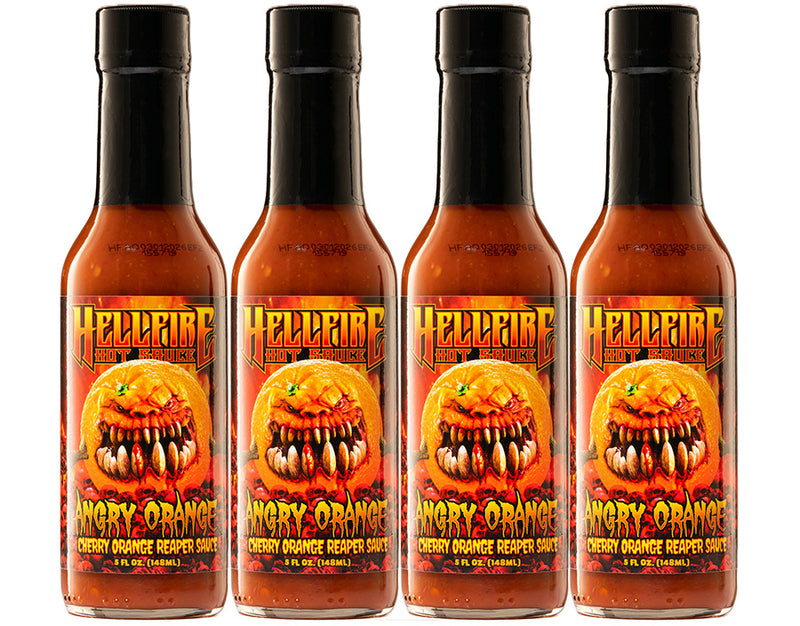 Angry Orange - Cherry Orange Reaper Hot Sauce - Save 10% on a 4-Pack - Hellfire Hot Sauce