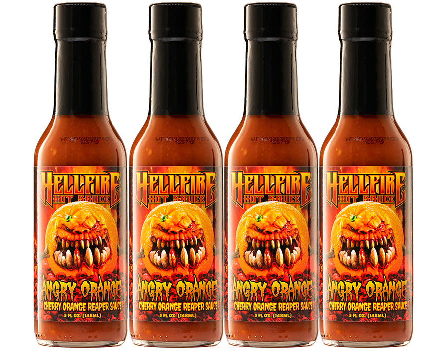 Angry Orange - Cherry Orange Reaper Hot Sauce - Save 10% on a 4-Pack - Hellfire Hot Sauce