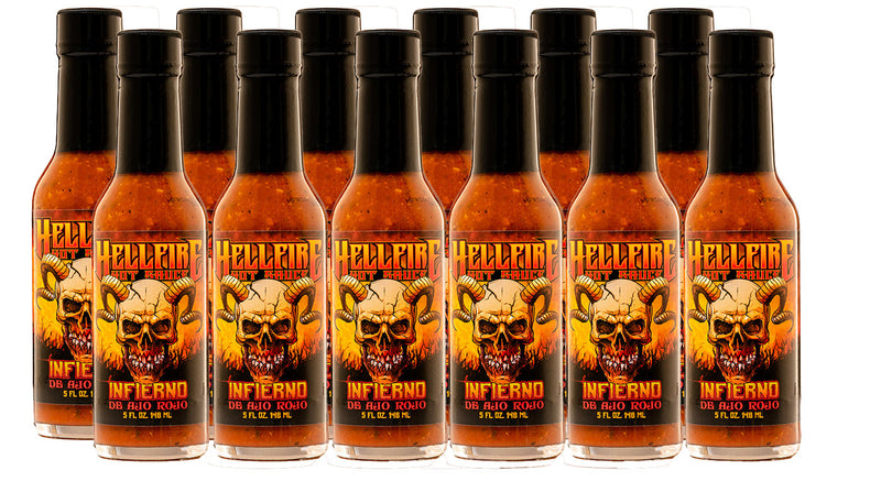 NEW! Infierno De Ajo Rojo - Red Garlic Spicy Taco and Burger Sauce! - Save 20% on a 12-Pack - Hellfire Hot Sauce