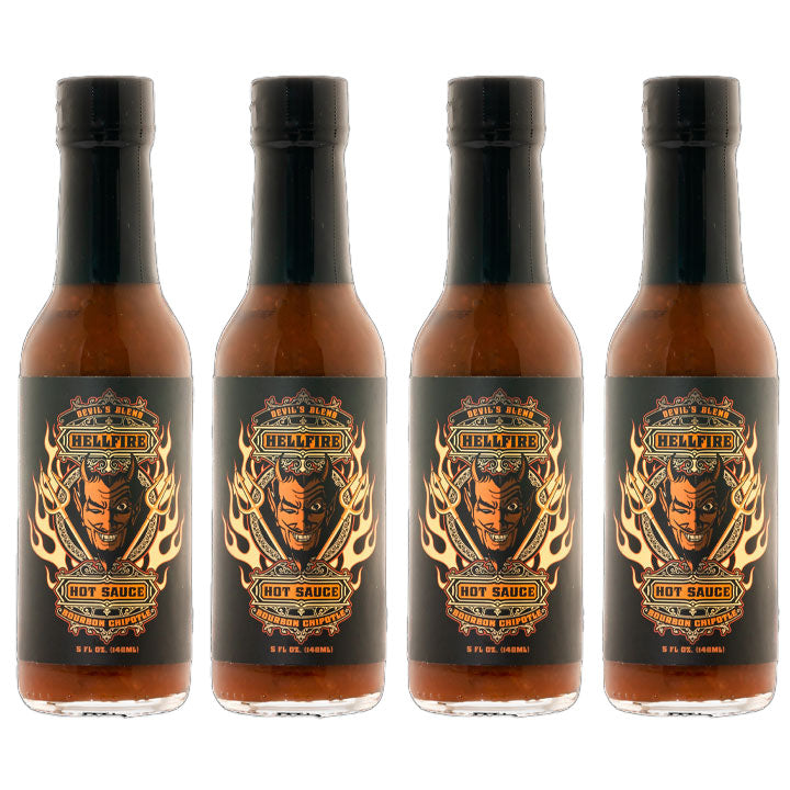 Devil’s Blend Bourbon Chipotle Hot Sauce 4 Pack - Devil’s Blend Bourbon Chipotle Hot Sauce 4 Pack - Hellfire Hot Sauce