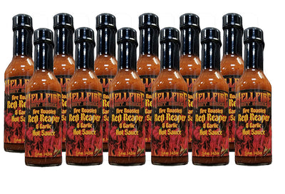 Fire Roasted Red Reaper & Garlic Hot Sauce (12 Pack) - Fire Roasted Red Reaper & Garlic Hot Sauce (12 Pack) - Hellfire Hot Sauce