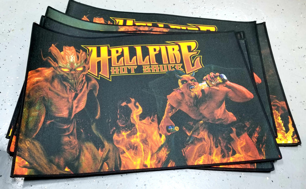 Hellfire Hot Sauce Custom Floor Mat "The Characters"