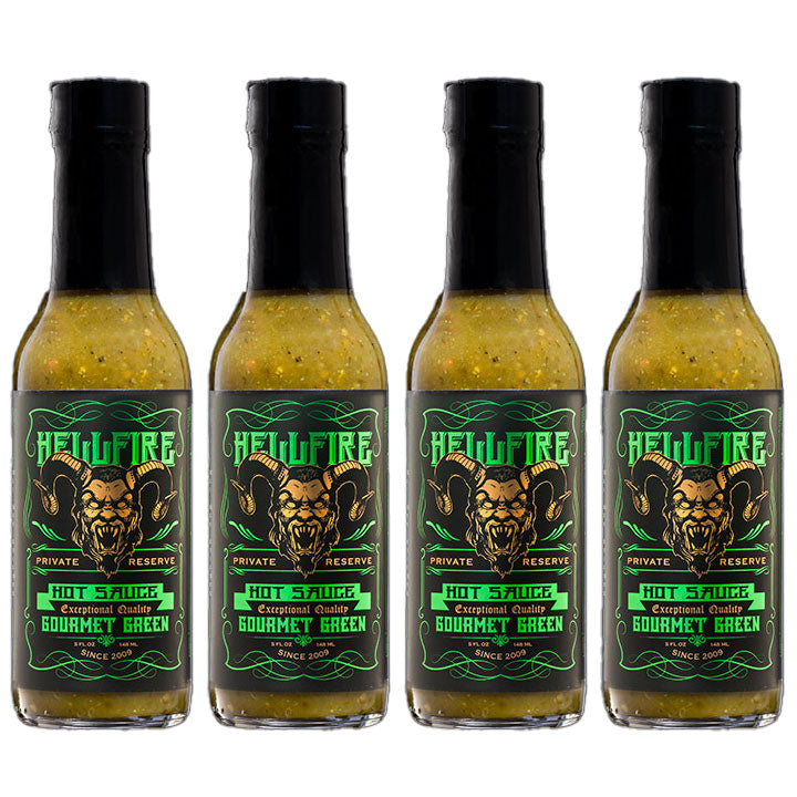 NEW! Gourmet Green - Multi-Award Winning Verde Sauce - Save 10% on a 4-Pack - Hellfire Hot Sauce