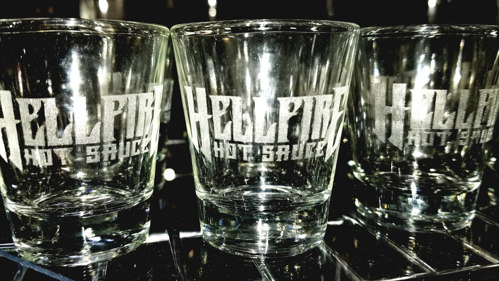 Hellfire Hot Sauce Shot Glasses Set of Two - Hellfire Hot Sauce Shot Glasses Set of Two - Hellfire Hot Sauce