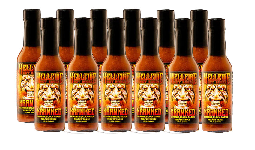 KRANKED - Multi-Award Winning Black Garlic & Reaper Hot Sauce - Save 20% on a 12-Pack - Hellfire Hot Sauce