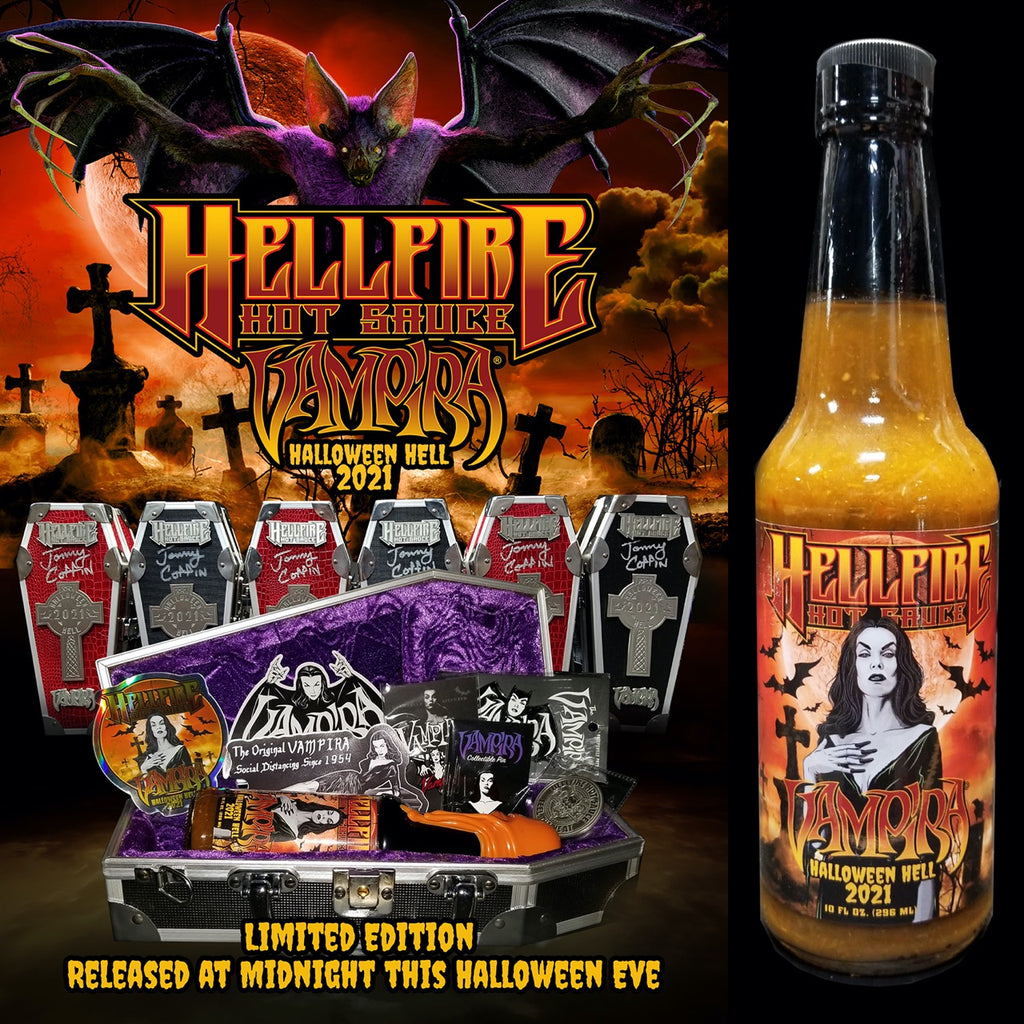 HELLFIRE HOT SAUCE HALLOWEEN HELL 2021 LIMITED EDITION RED COFFIN