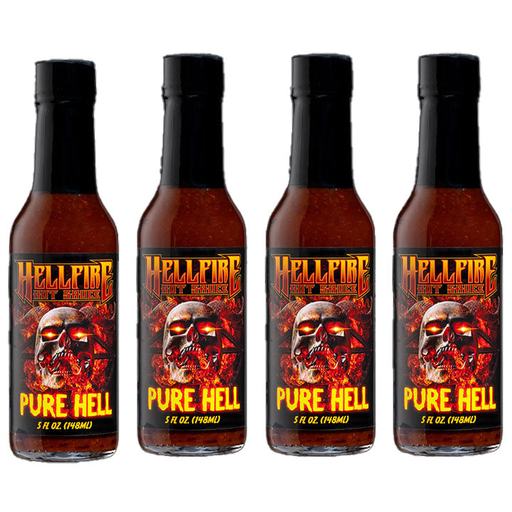 PURE HELL - Award Winning Red Pepper Hot Sauce - Save 10% on a 4-Pack - Hellfire Hot Sauce