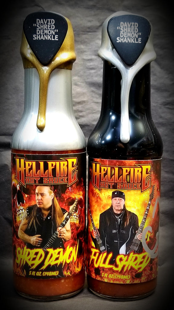 Hellfire Hot Sauce David Shankle Shred Demon Signed Numbered Resin Set